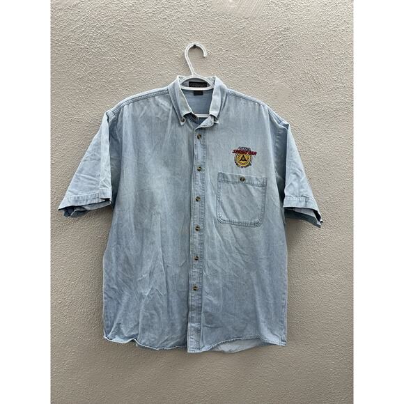 LA Loving Mens Shirt Medium Short Sleeve Button Up National Sprint Car Hall Fame - Picture 1 of 13